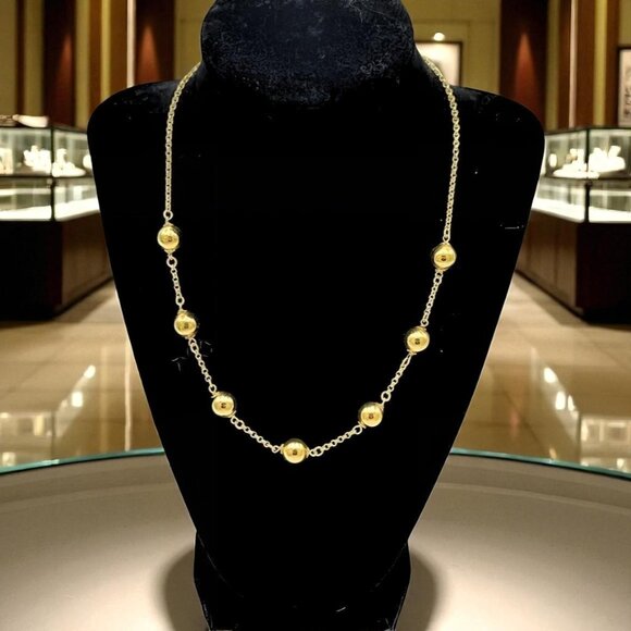 ✨ BRONZO ITALIA® Polished Bead Station Necklace – Made in Italy ✨ - Picture 1 of 8